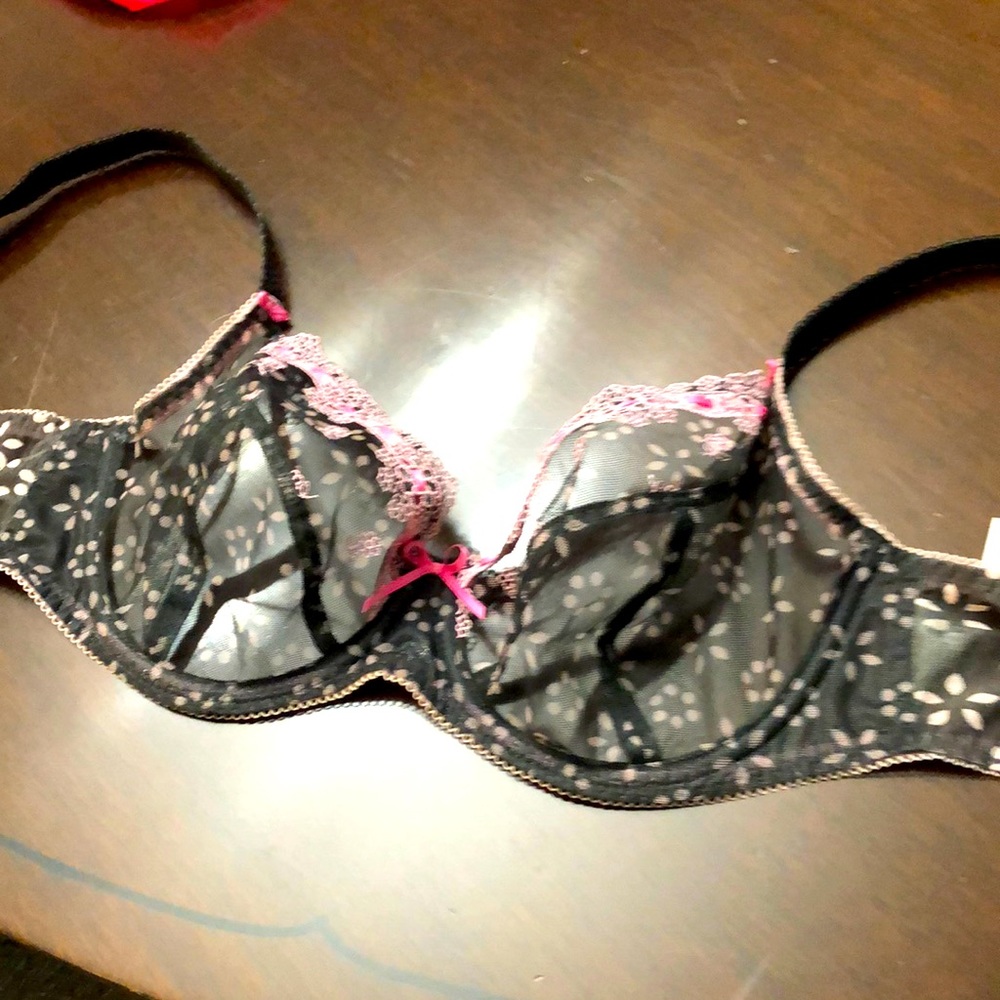 Freya black and pink lace bra